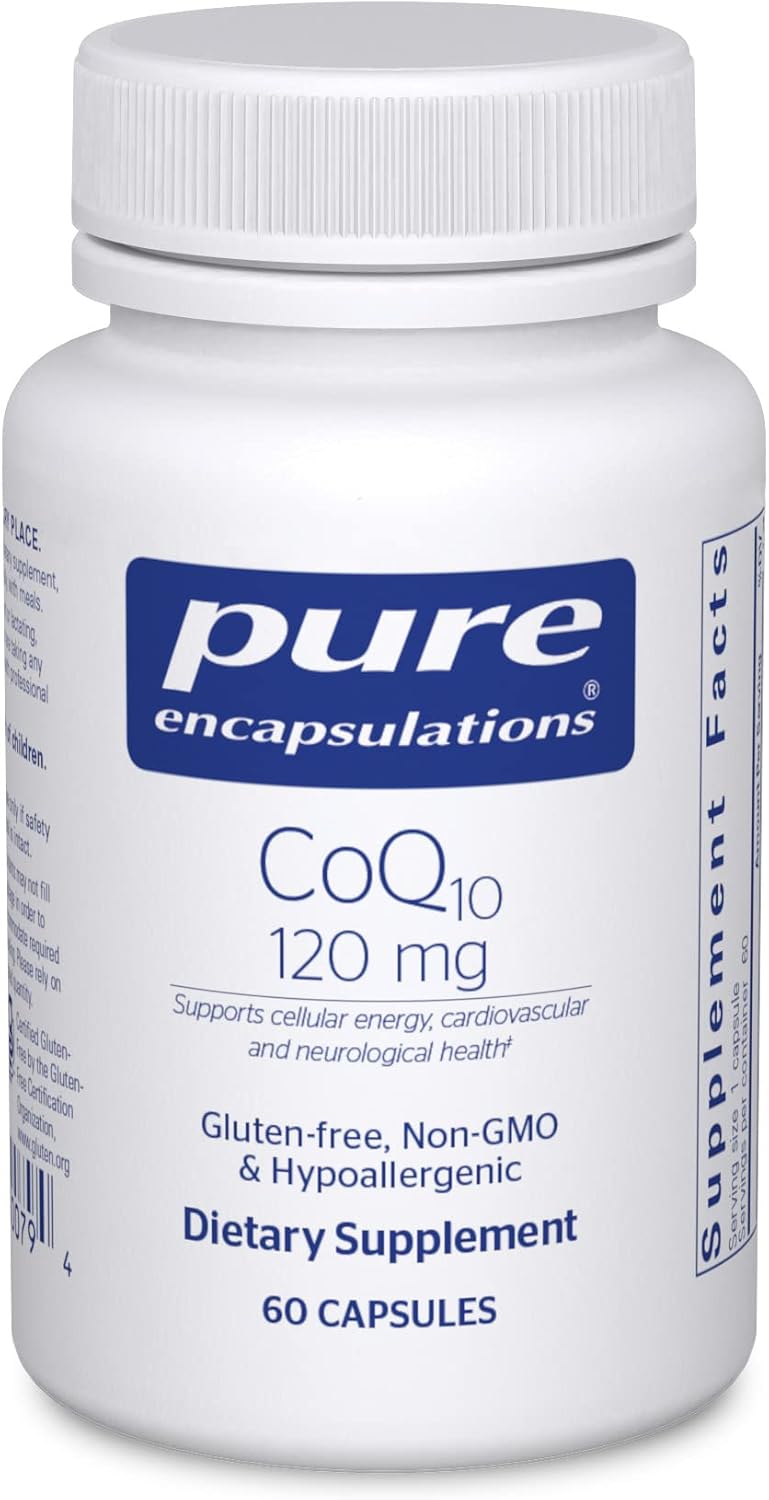 Pure Encapsulations CoQ10 120 mg - Coenzyme Q10 Supplement for Heart Health, Energy, Antioxidants, Brain & Memory Health - Cellular Health, Cognition & Cardiovascular Support* - 60 Capsules